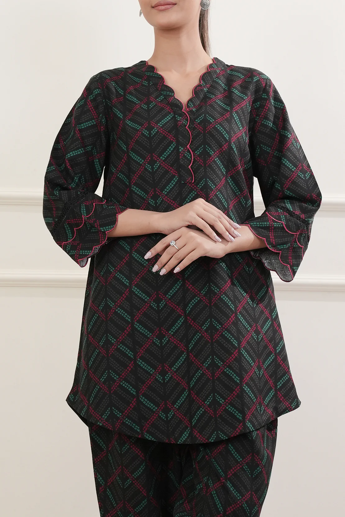 Stitched Khaddar Suit – Printed Embroidered (2PC Or Shirt) - Image 6