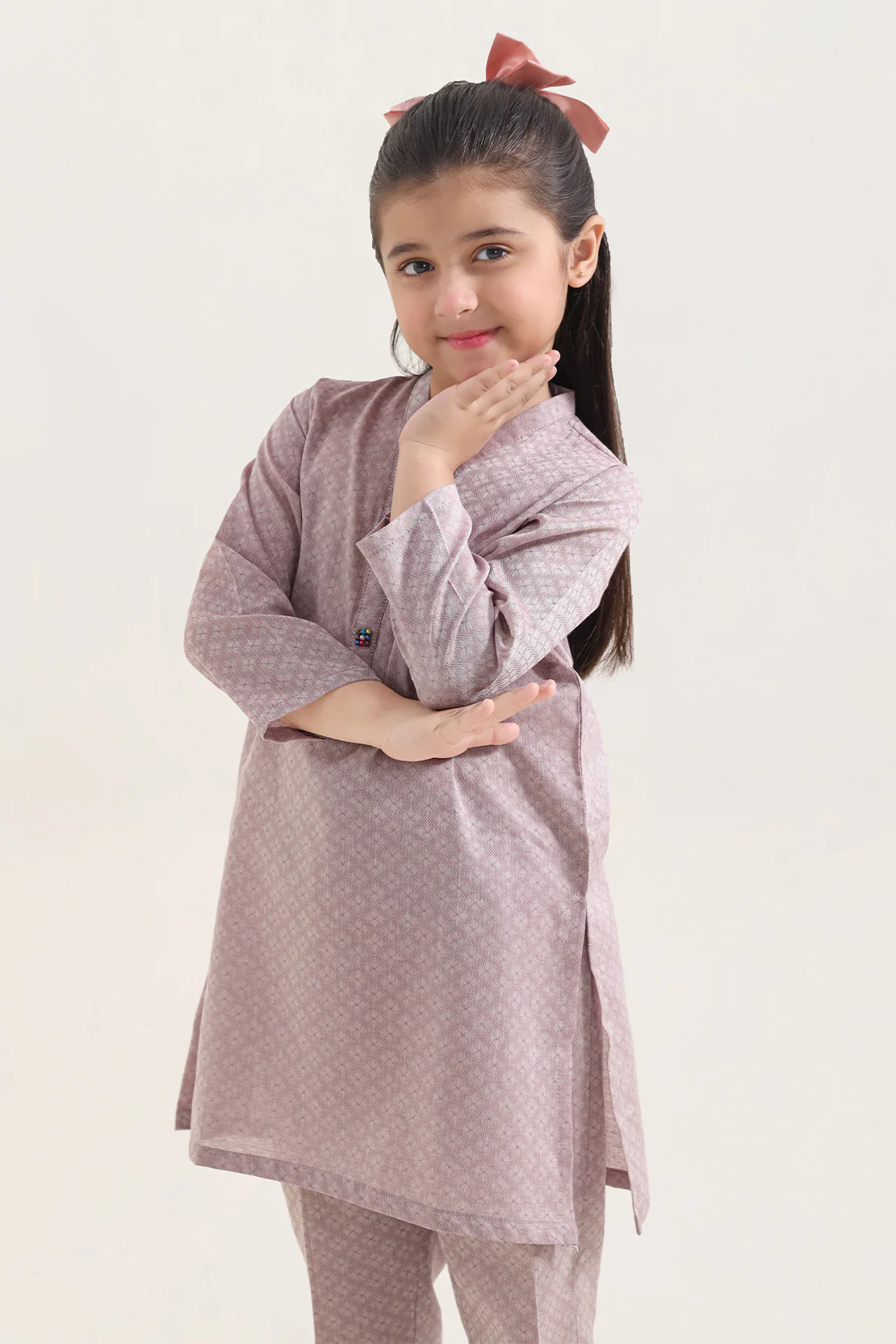 Stitched Lawn Jacquard Shirt/Trouser For Kids - Image 2