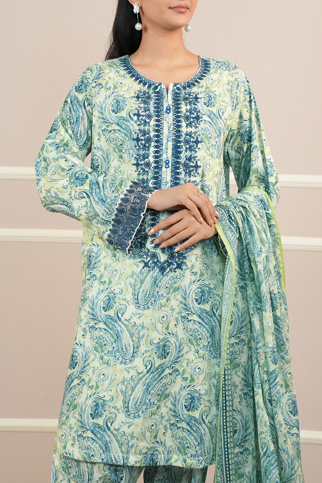 Stitched Lawn Suit – Printed + Embroidered (Available in Shirt & 3PC with Lawn / Chiffon Dupatta) - Image 3