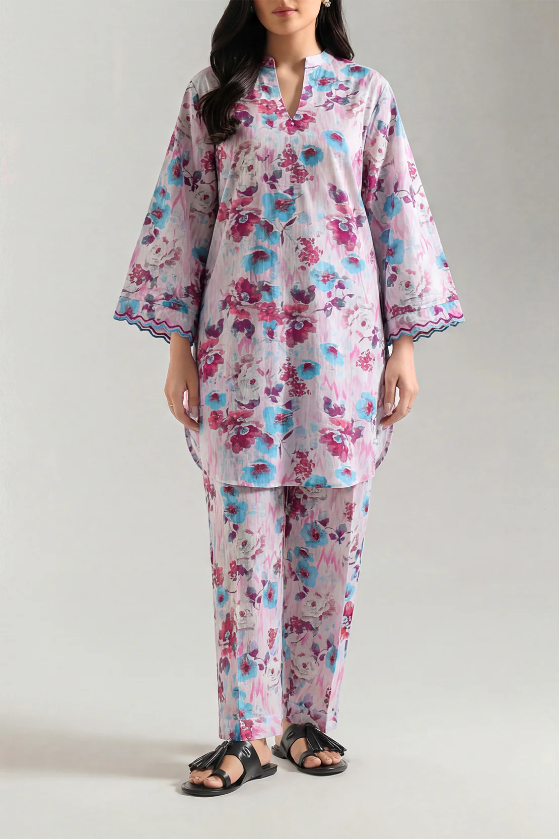 Stitched Printed Embroidered Lawn 2 Piece (Shirt/Trouser)