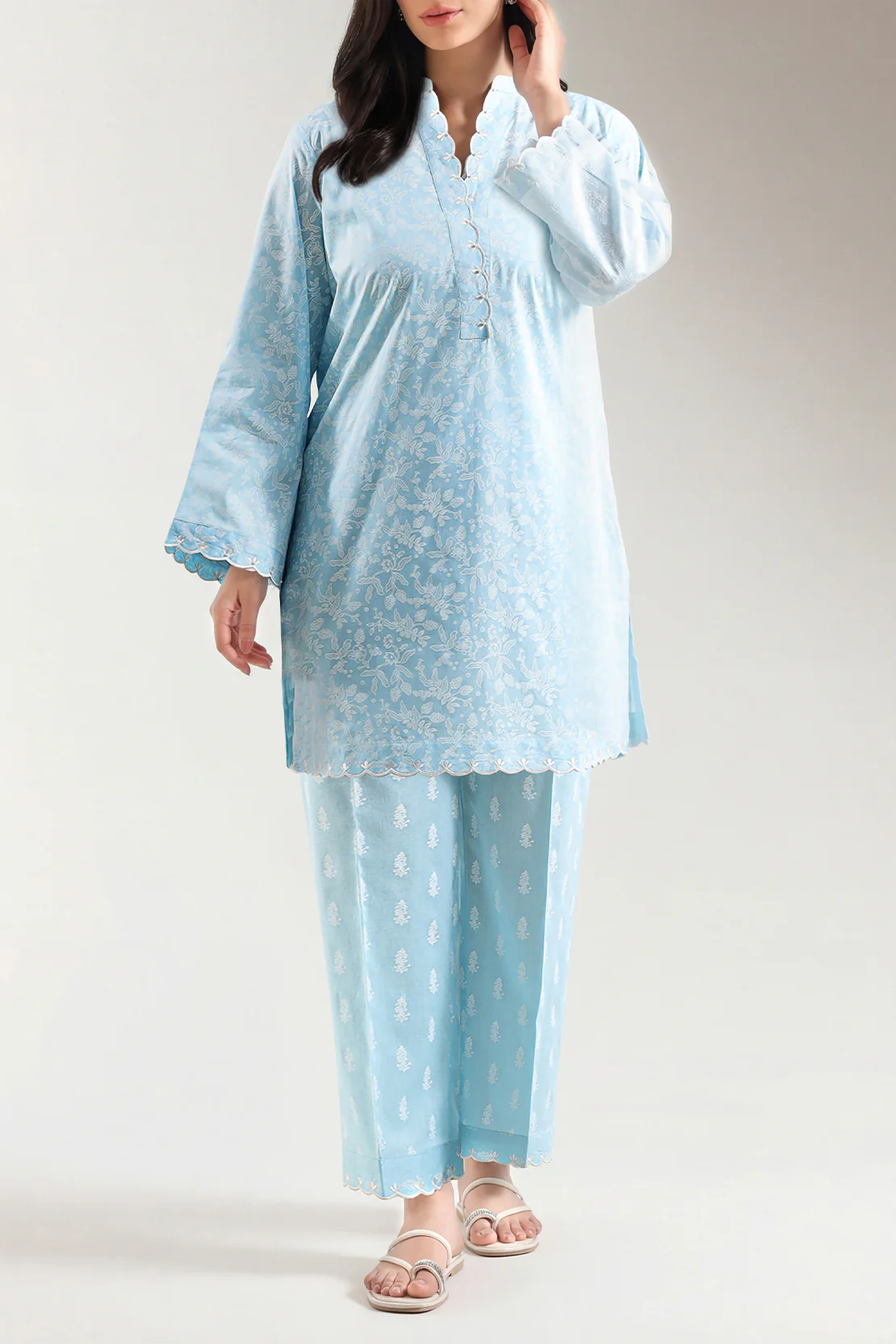 Stitched printed Embroidered Lawn 2 Piece (Shirt/Trouser) - Image 3