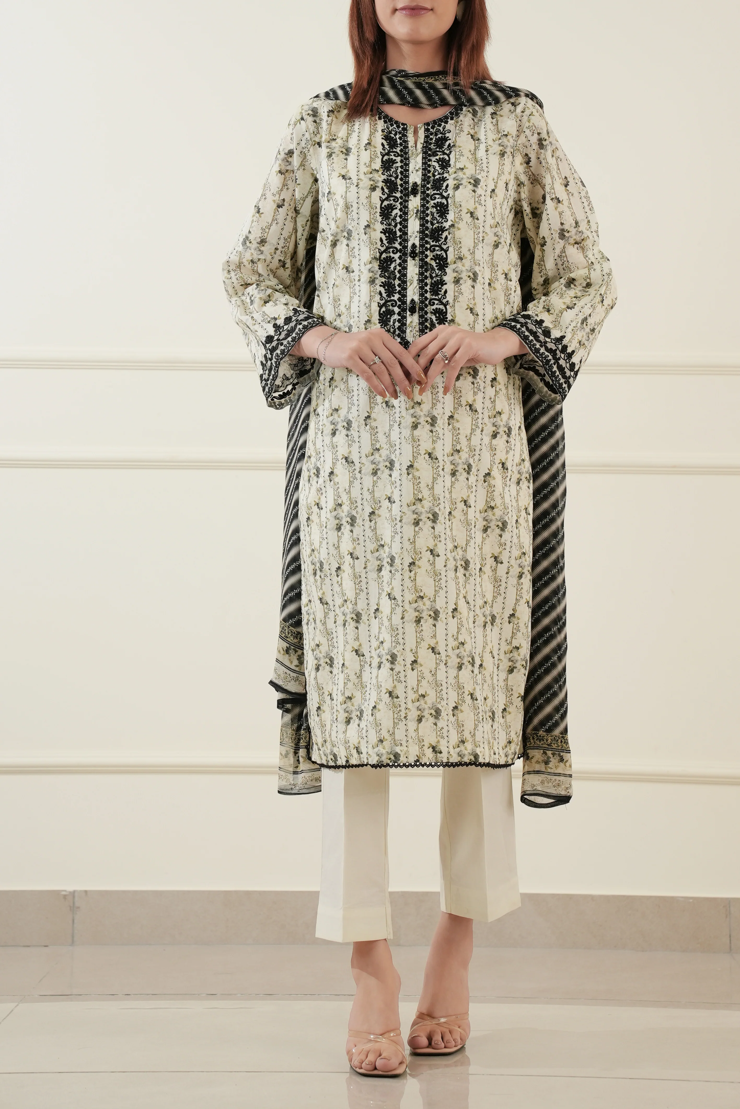 Stitched Printed Embroidered Lawn 3 Piece - Image 2