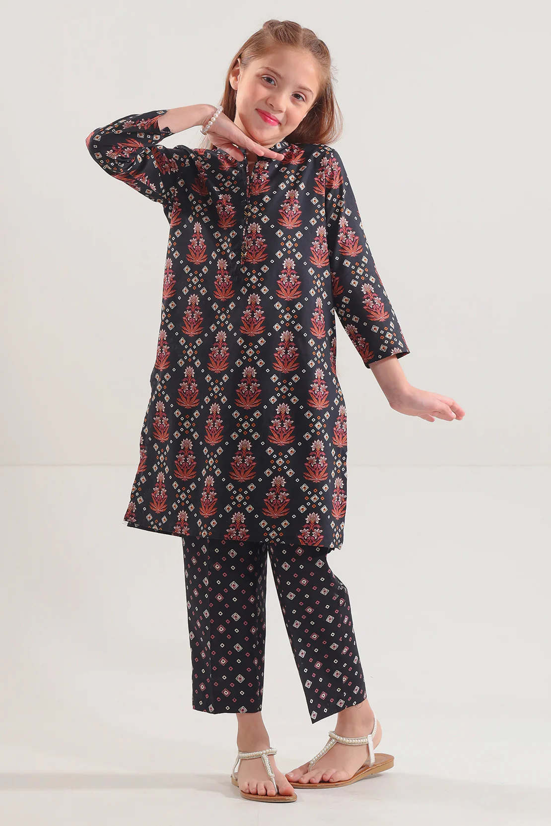 Stitched Printed Lawn Shirt For Kids - Image 2