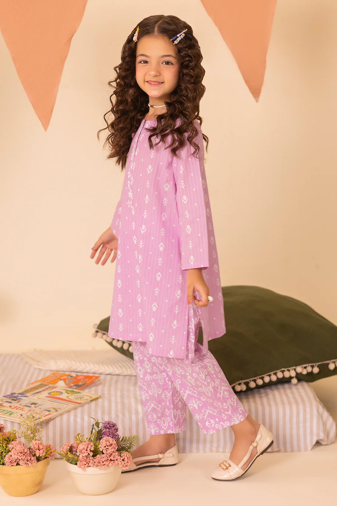 Stitched Printed Stirp Lawn Shirt For Kids - Image 3