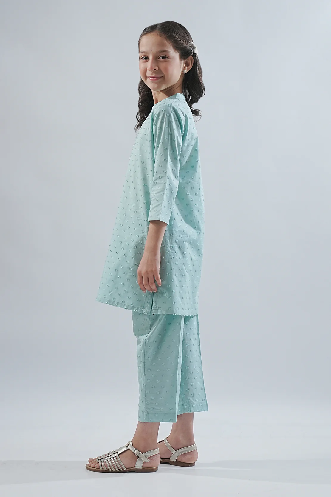 Stitched Reverse Jacquard Shirt/Trouser For Kids - Image 6