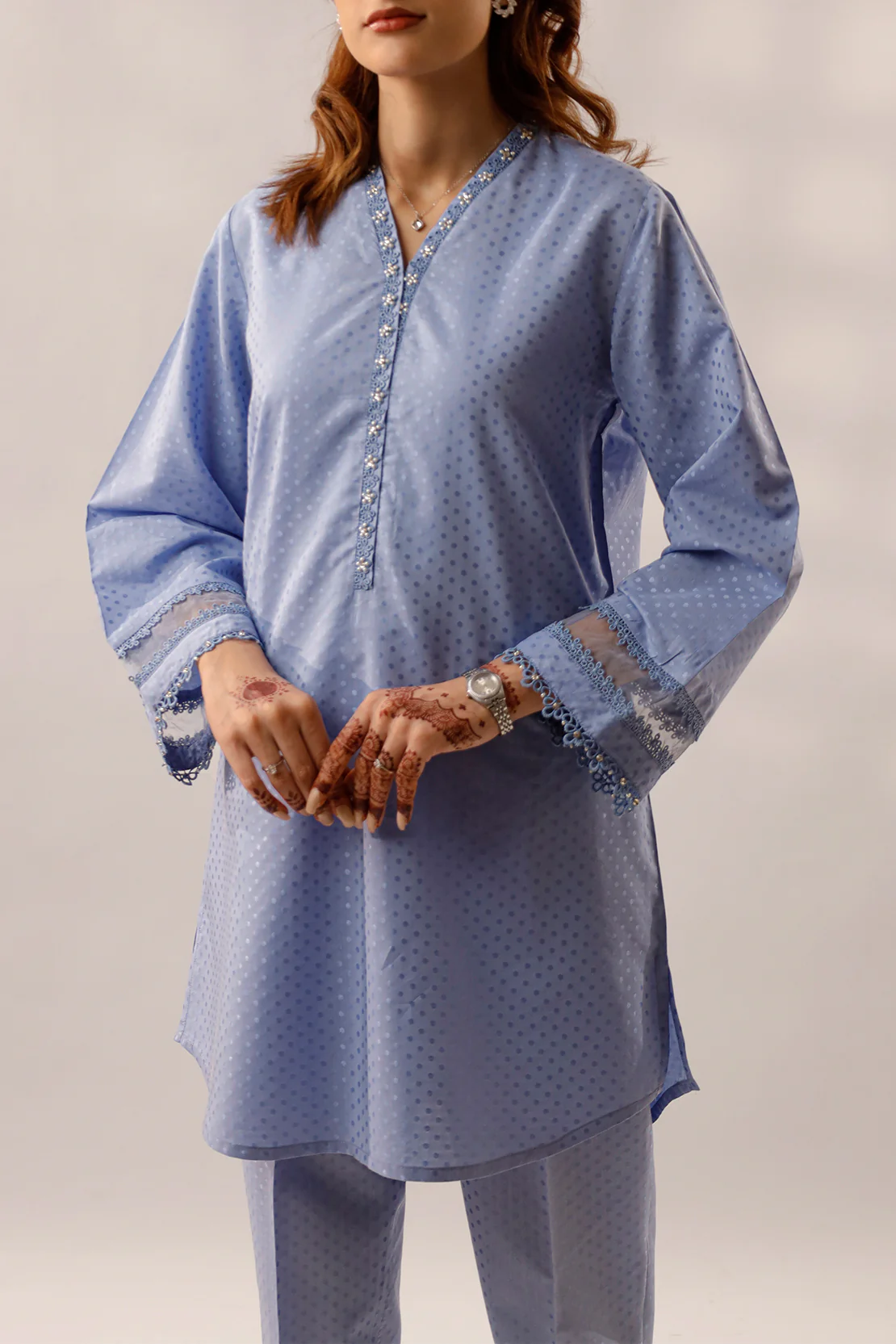 Stitched Self Jacquard 2 Piece (Shirt/Trouser)