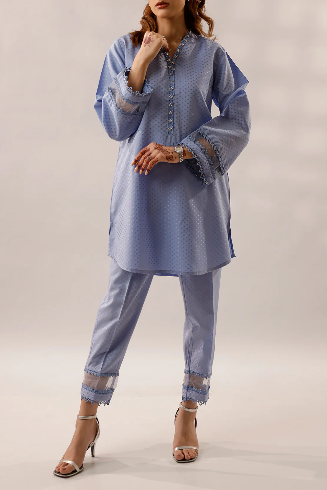 Stitched Self Jacquard 2 Piece (Shirt/Trouser) - Image 4