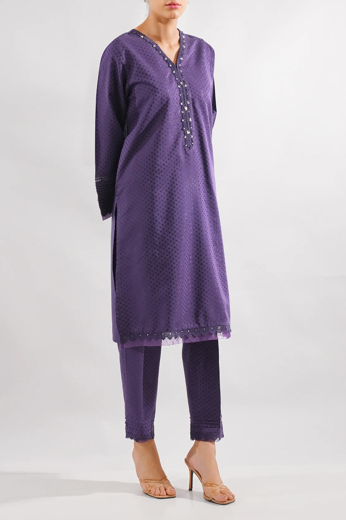 Stitched Self Jacquard 2 Piece (Shirt/Trouser) - Image 4
