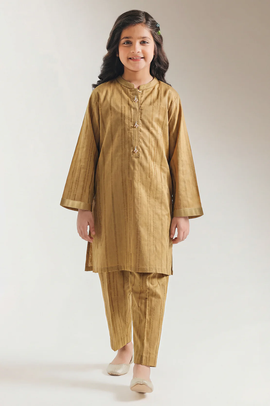 Stitched Self Jacquard Shirt/Trouser For Kids - Image 2