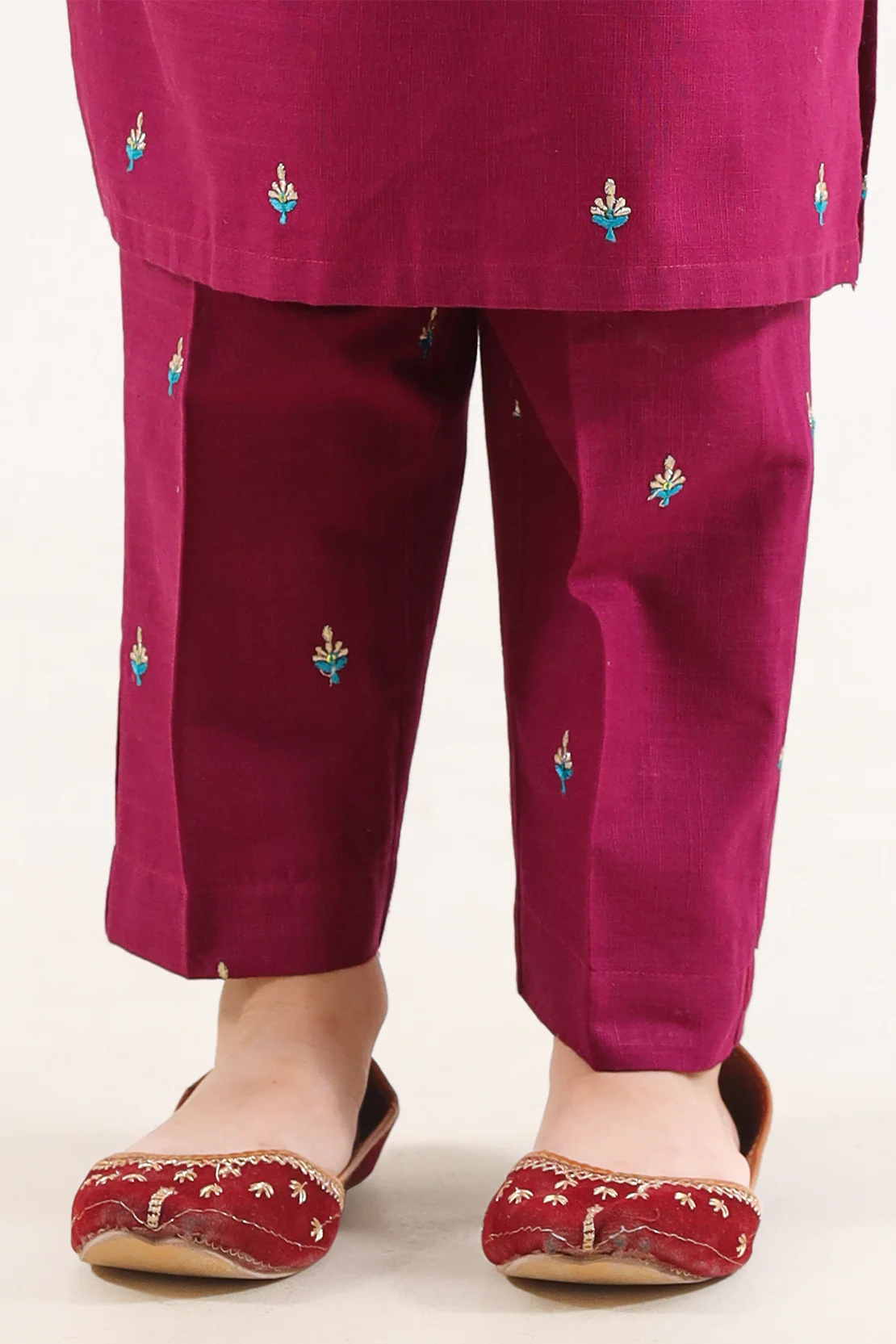 Stitched Solid Embroidered Cross Hatch Shirt/trouser For Kids - Image 6