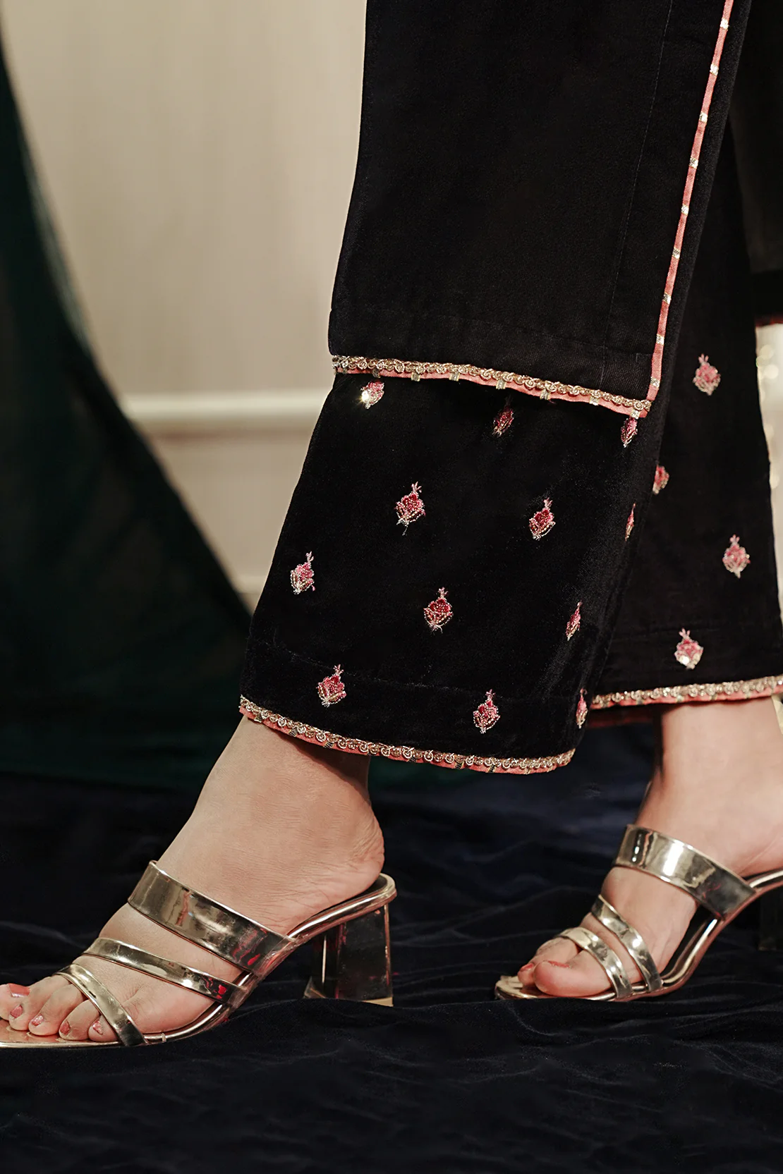 Stitched Velvet Embellished shirt - Image 7