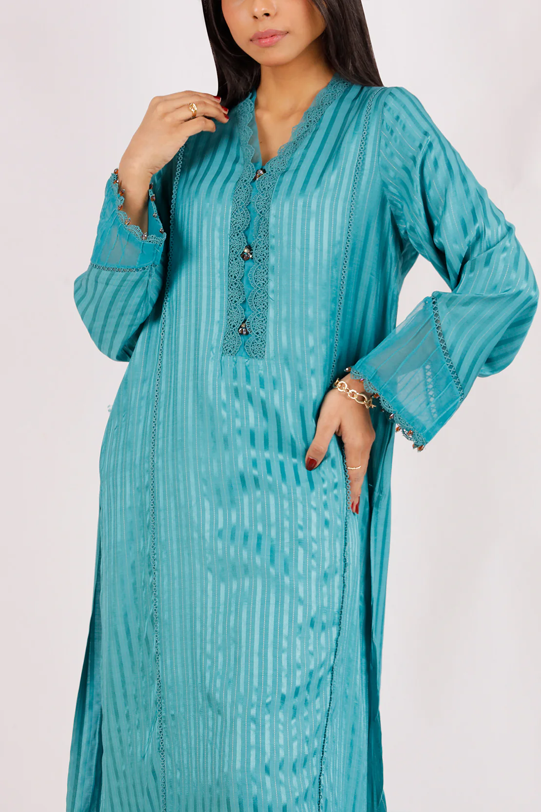 Stitched Zari Mesuri 2 Piece (Shirt/Trouser) - Image 3