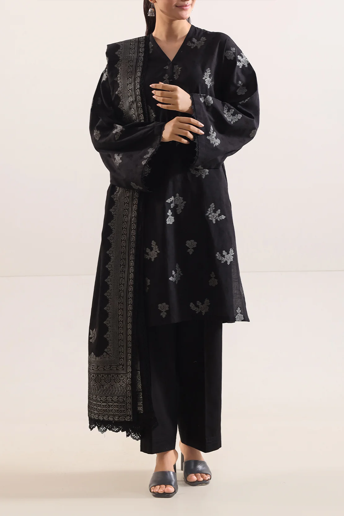 Unstitched Cotton Jacquard 3 Piece
