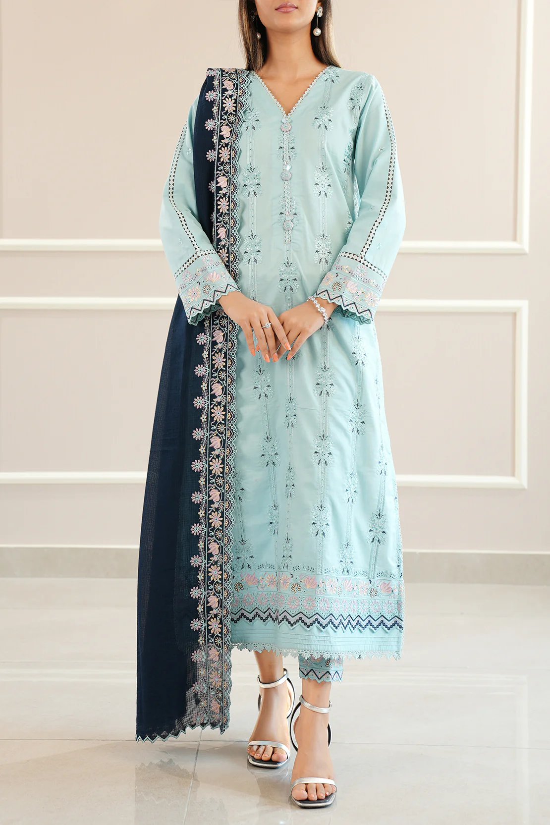 Unstitched Embroidered Cambric 3 Piece - Image 3