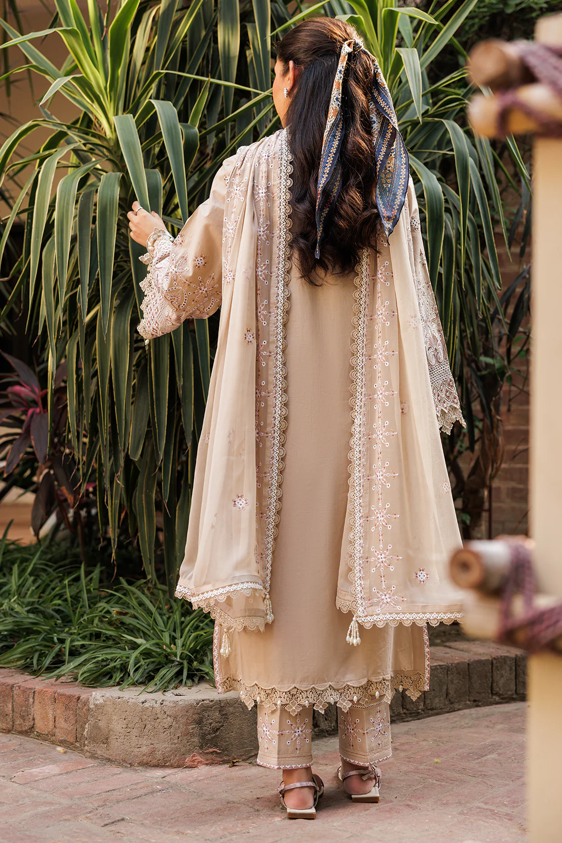 Unstitched Embroidered Cambric 3 Piece with Chiffon Dupatta - Image 2
