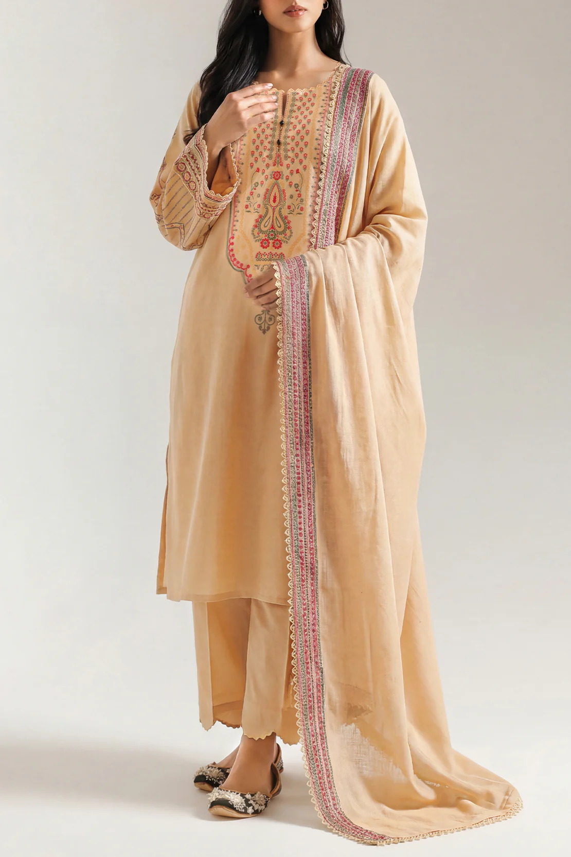 Unstitched Embroidered Cotton Jacquard 3 Piece