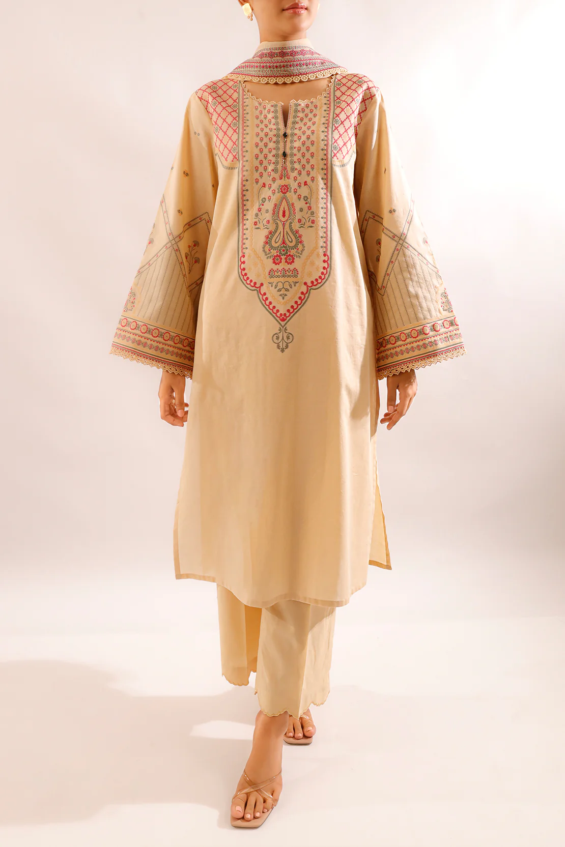 Unstitched Embroidered Cotton Jacquard 3 Piece - Image 3