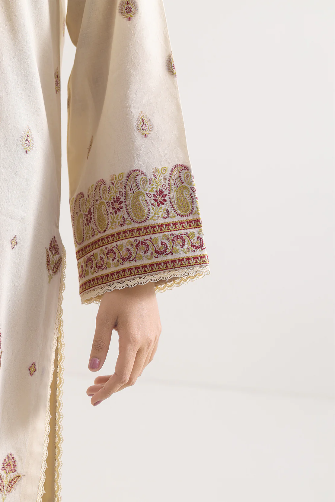 Unstitched Embroidered Cotton Jacquard 3 Piece - Image 5