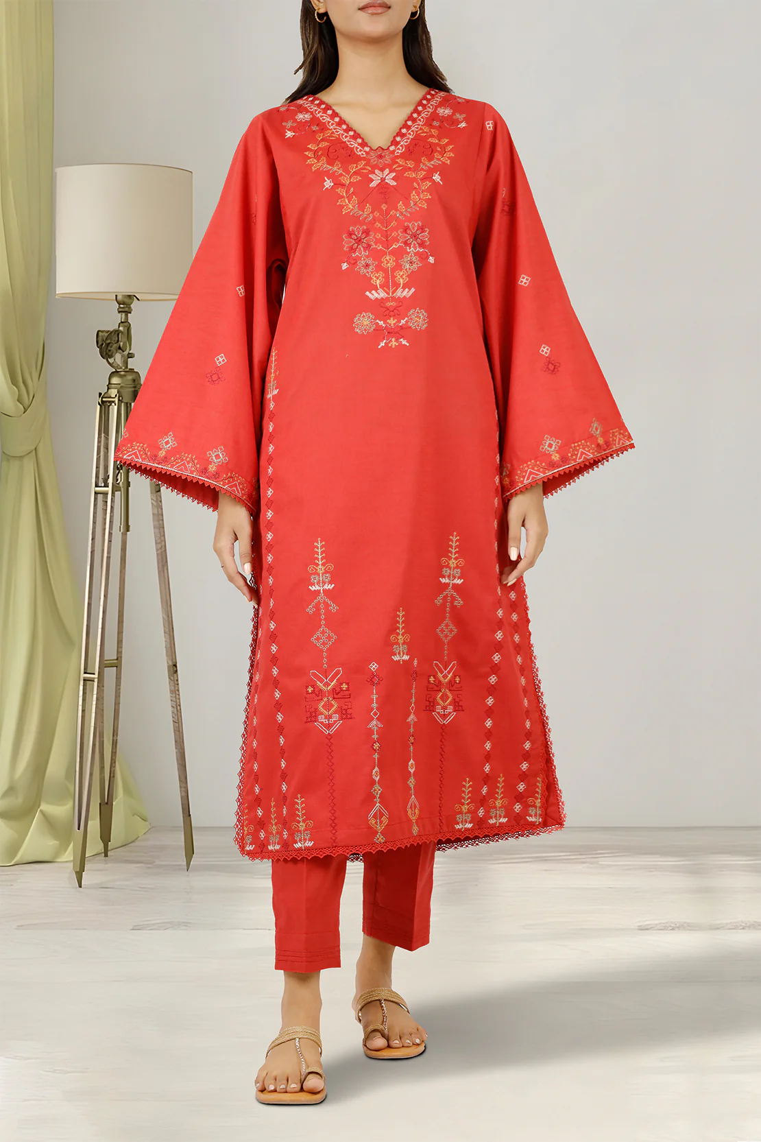 Unstitched Embroidered Warm Khaddar 2 Piece (Shirt/Trouser)