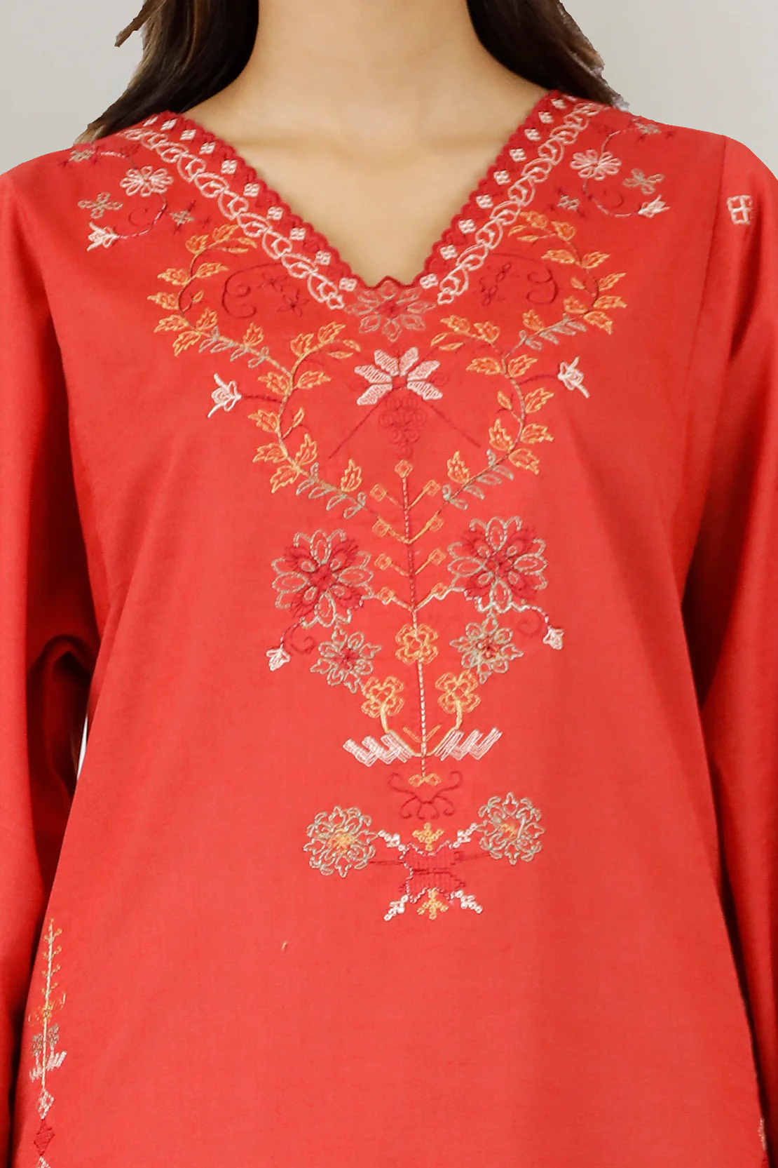 Unstitched Embroidered Warm Khaddar 2 Piece (Shirt/Trouser) - Image 4