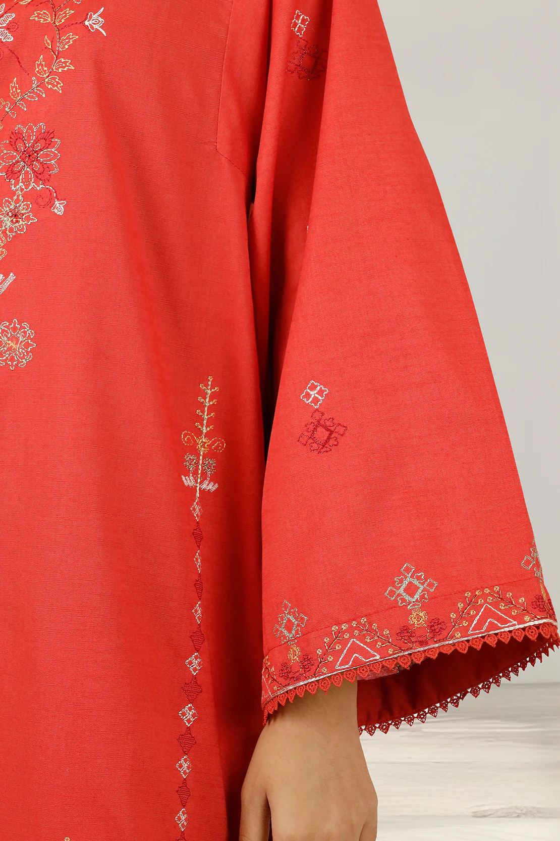 Unstitched Embroidered Warm Khaddar 2 Piece (Shirt/Trouser) - Image 5