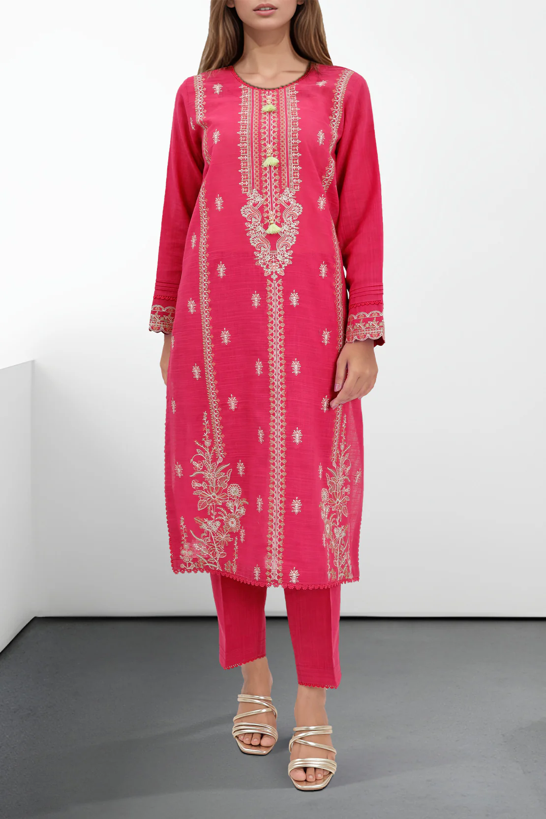 Unstitched Embroidered Warm Khaddar 2 Piece (Shirt/Trouser)