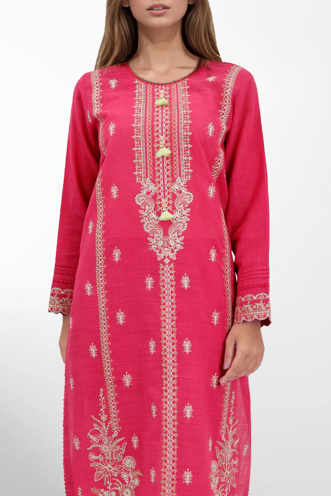 Unstitched Embroidered Warm Khaddar 2 Piece (Shirt/Trouser) - Image 2