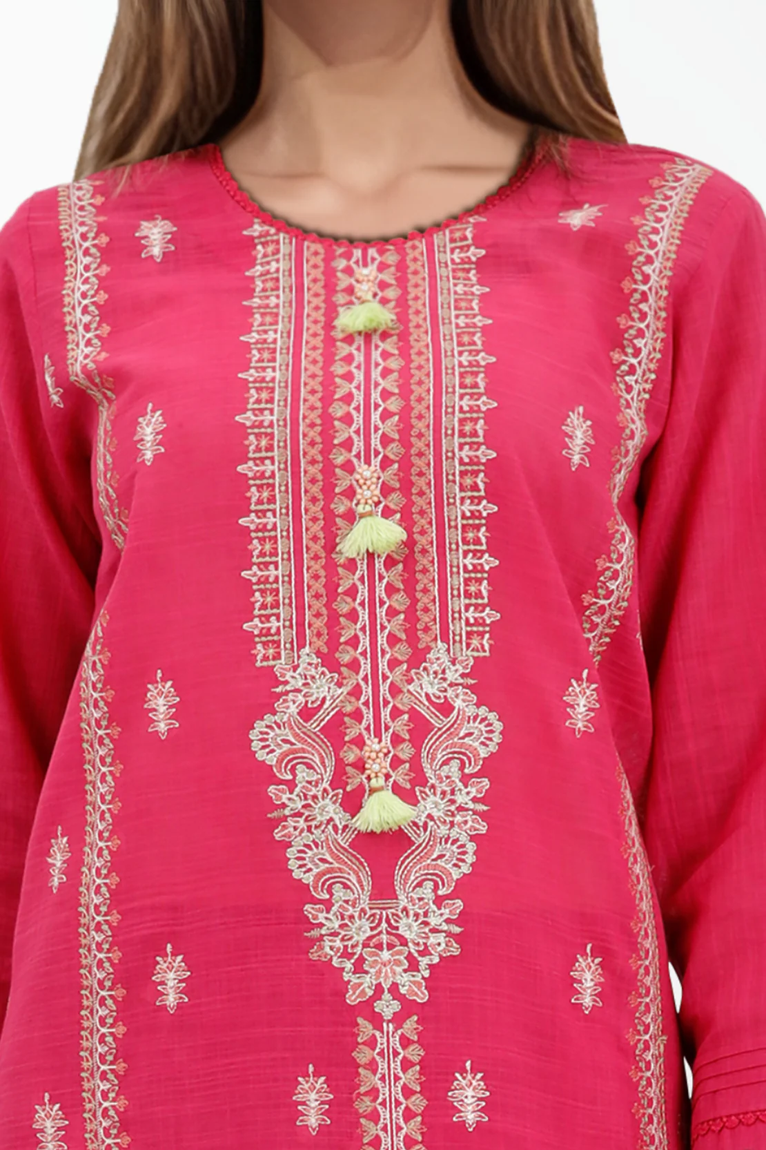 Unstitched Embroidered Warm Khaddar 2 Piece (Shirt/Trouser) - Image 3