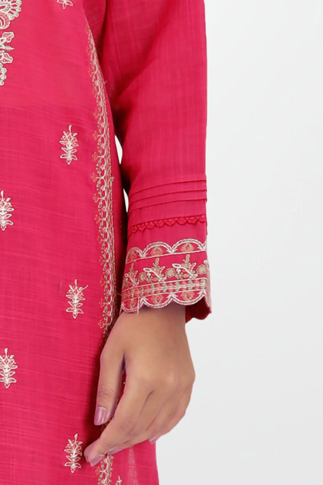 Unstitched Embroidered Warm Khaddar 2 Piece (Shirt/Trouser) - Image 4