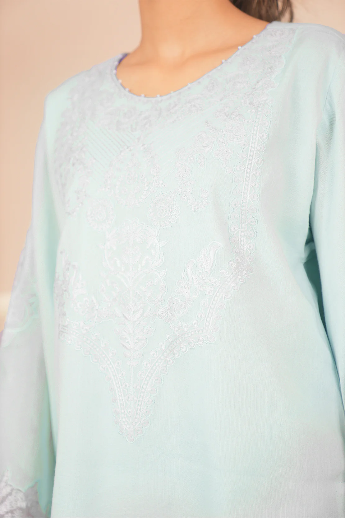 Unstitched Embroidered Cotton Net 2 Piece (Shirt/Trouser) - Image 7