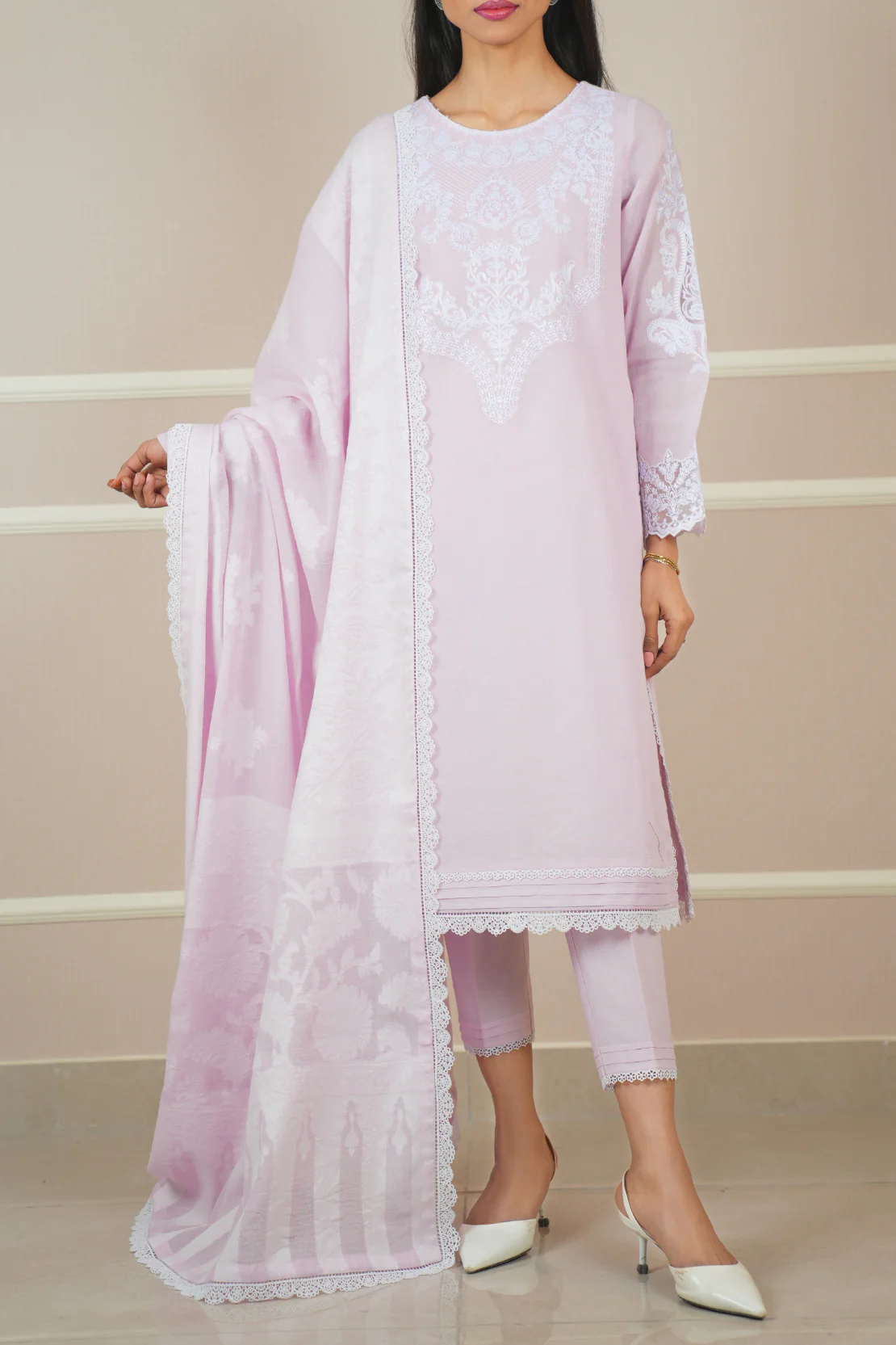 Unstitched Embroidered Cotton Net 3 Piece - Image 3
