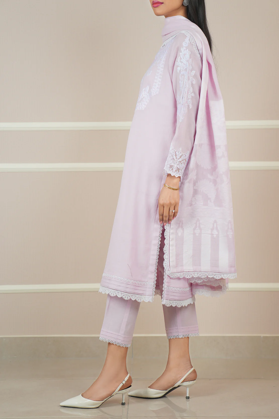 Unstitched Embroidered Cotton Net 3 Piece - Image 4