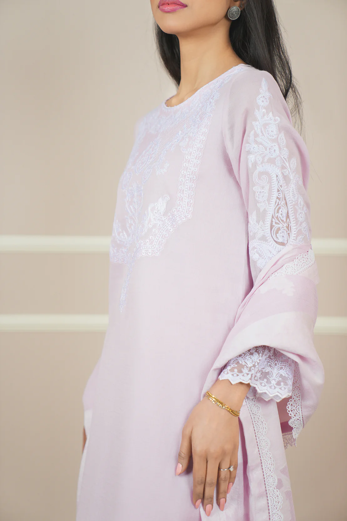 Unstitched Embroidered Cotton Net 3 Piece - Image 6