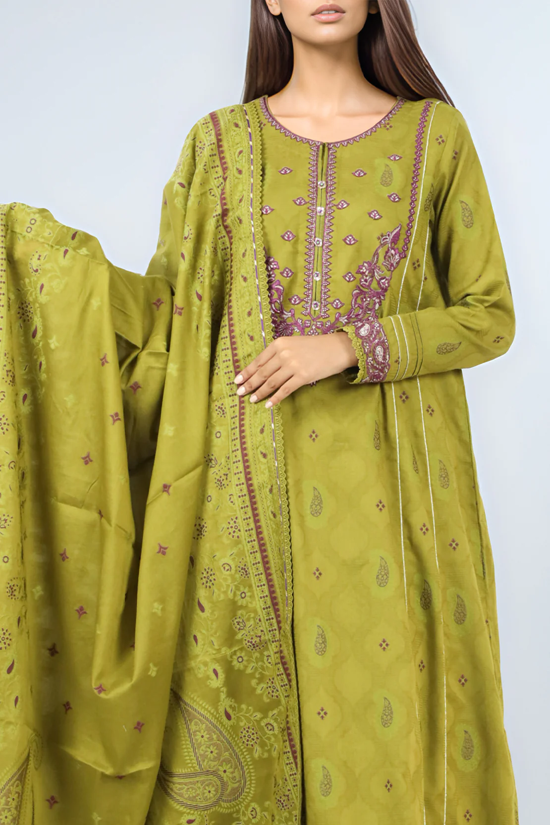 Unstitched Embroidered Jacquard 2 Piece (Shirt/Trouser)