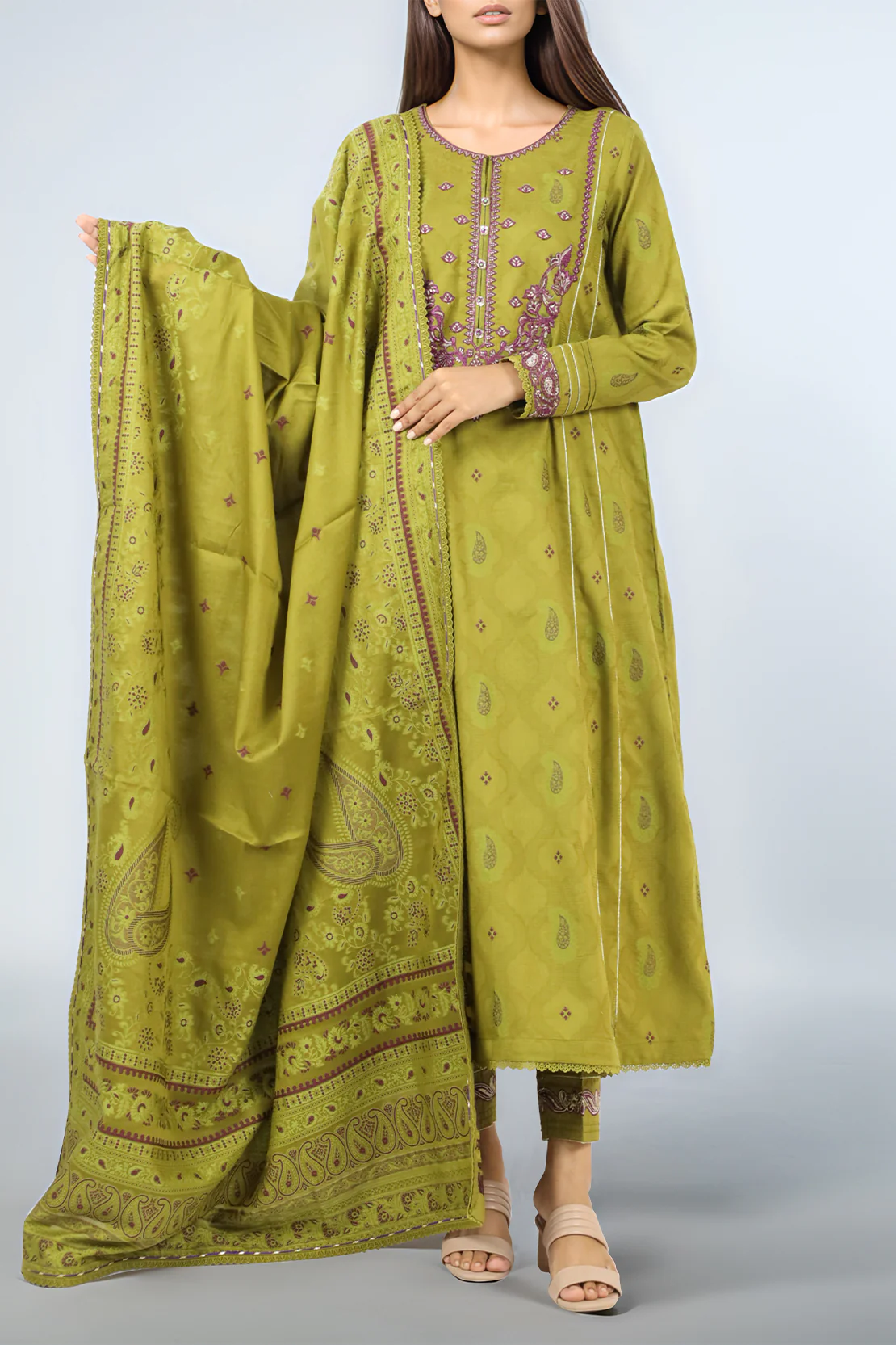 Unstitched Embroidered Jacquard 2 Piece (Shirt/Trouser) - Image 2