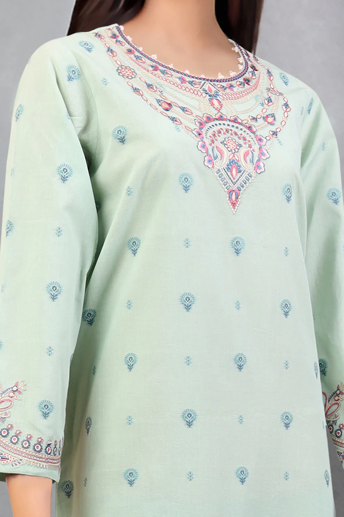 Unstitched Embroidered Jacquard Cotton 2 Piece (Shirt/Trouser) - Image 3