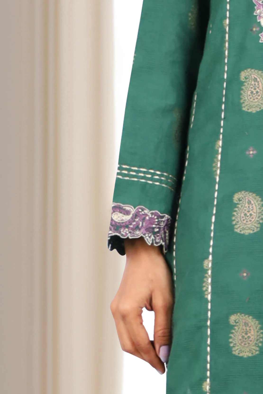 Unstitched Embroidered Jacquard Cotton 3 Piece - Image 3