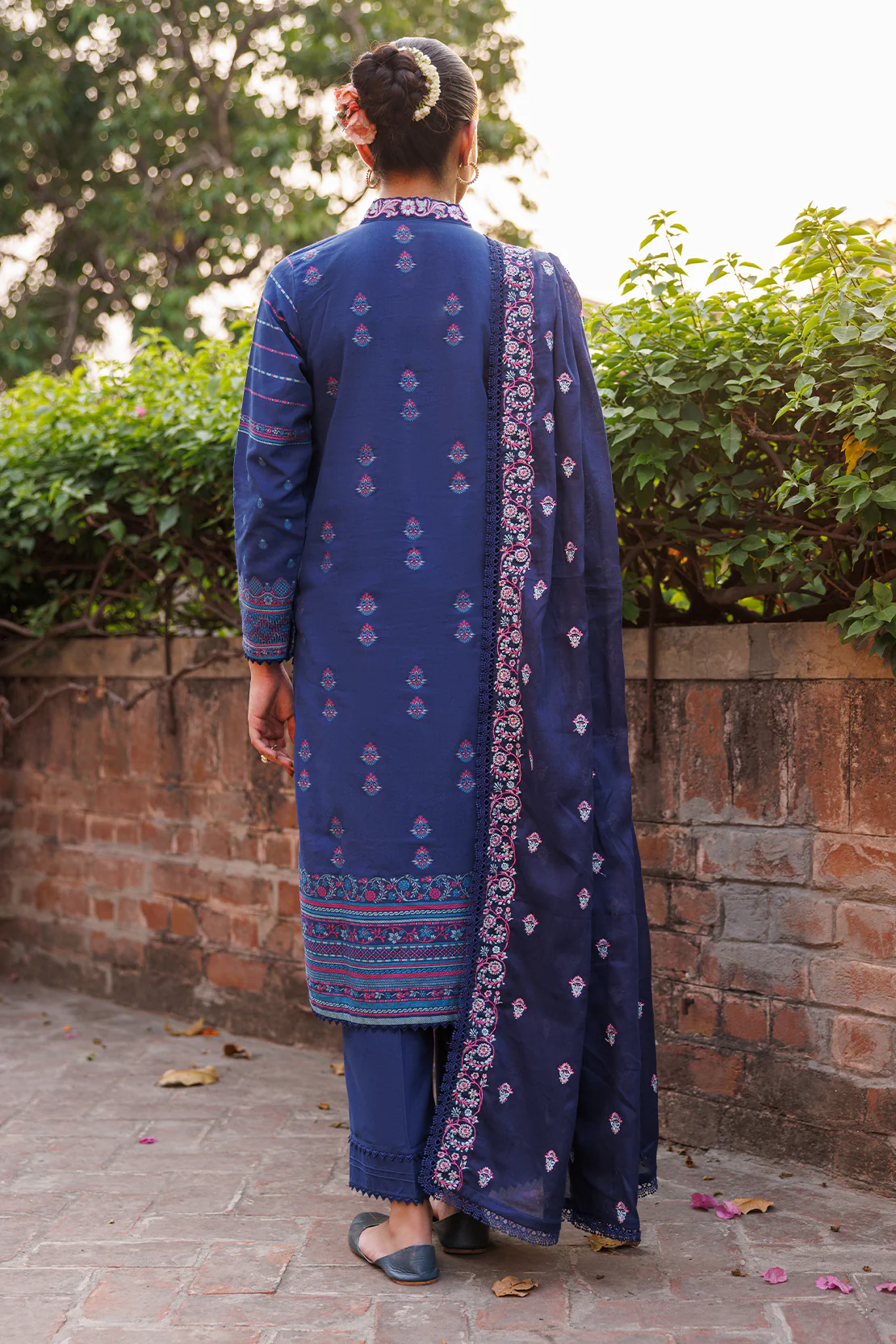 Unstitched Embroidered Jacquard Cotton Shirt - Image 3