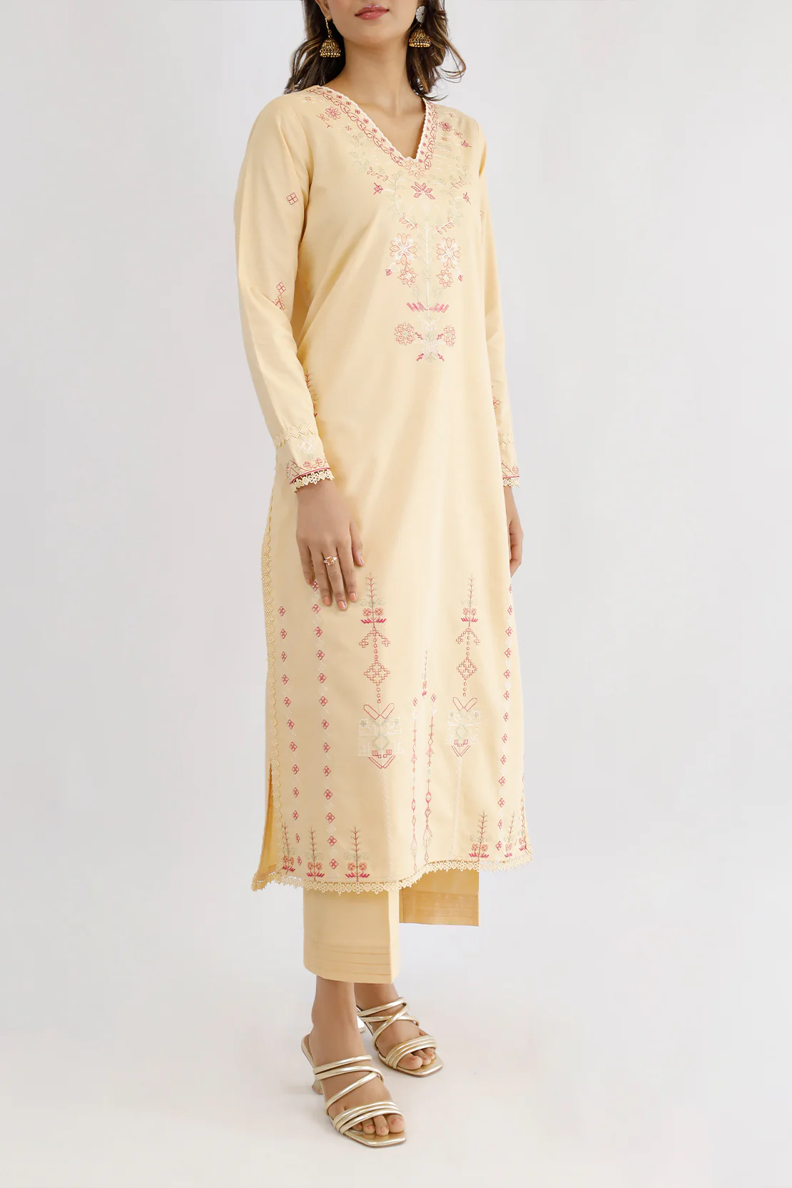 Unstitched Embroidered Khaddar 2 Piece (Shirt/Trouser)