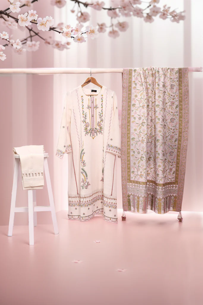 Unstitched Embroidered Khaddar 3 Piece - Image 3