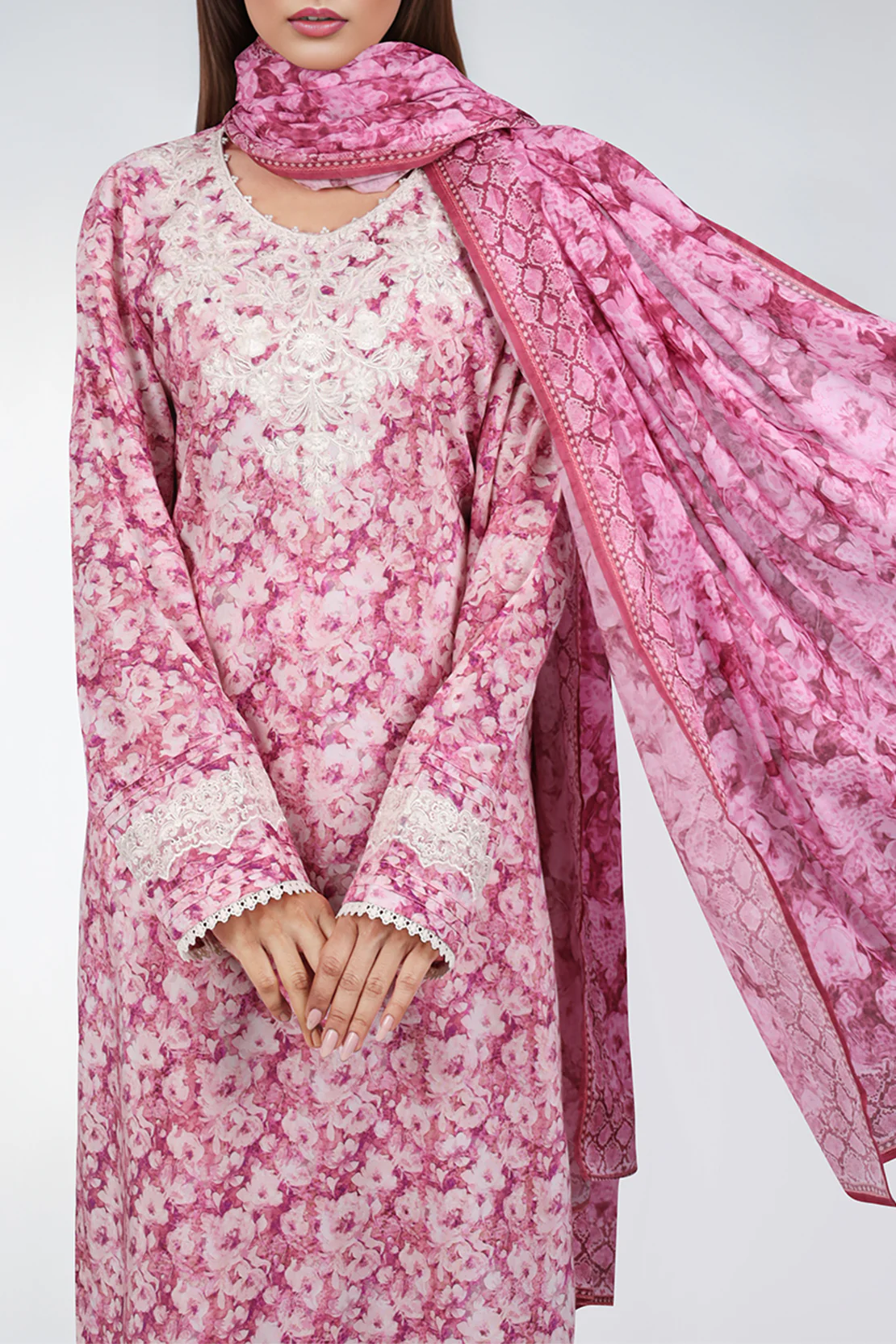 Unstitched Embroidered Lawn Shirt