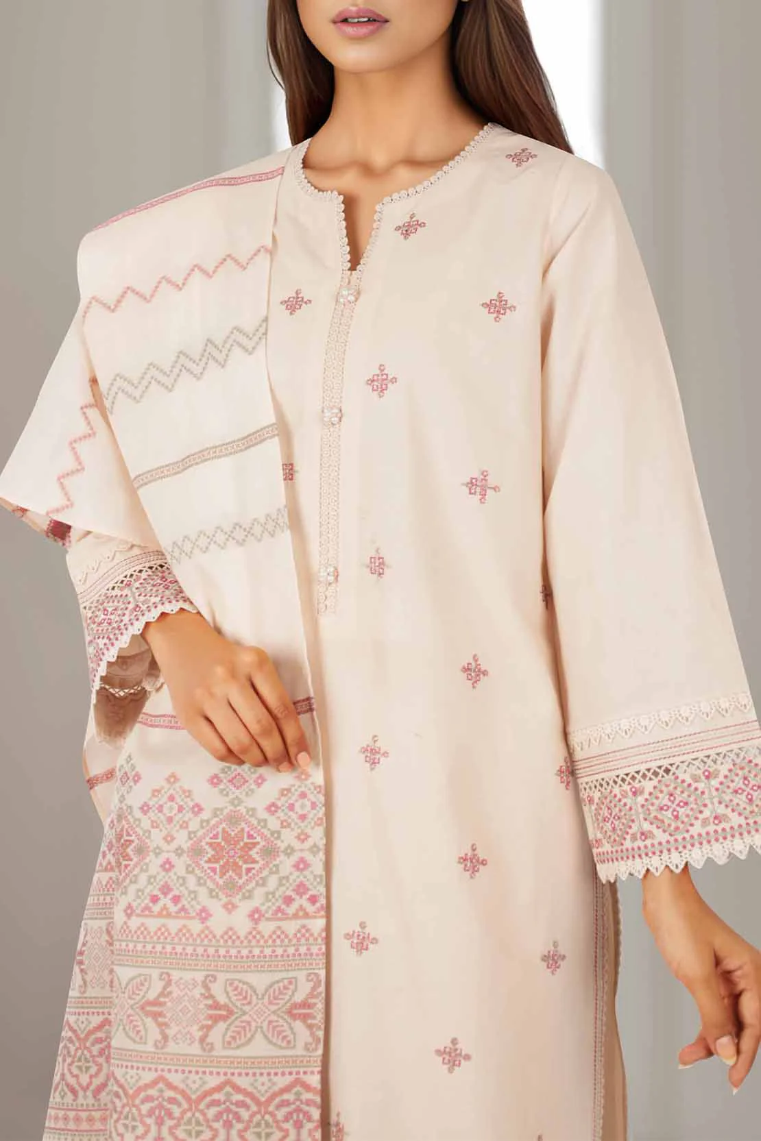 Unstitched Embroidered Self Jacquard 2 Piece (Shirt/Trouser) - Image 3