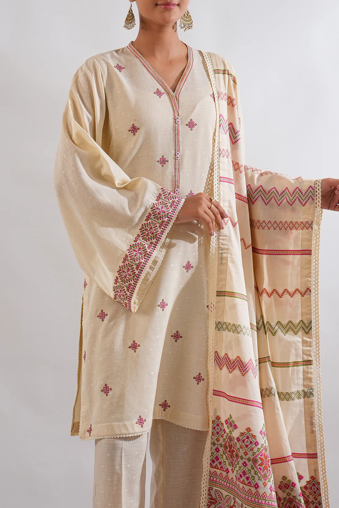 Unstitched Embroidered Self Jacquard 2 Piece (Shirt/Trouser) - Image 6