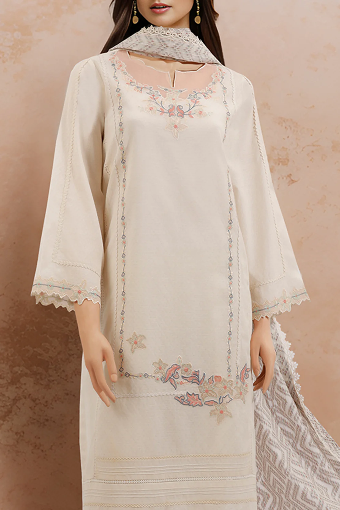 Unstitched Embroidered Self Jacquard 3 Piece