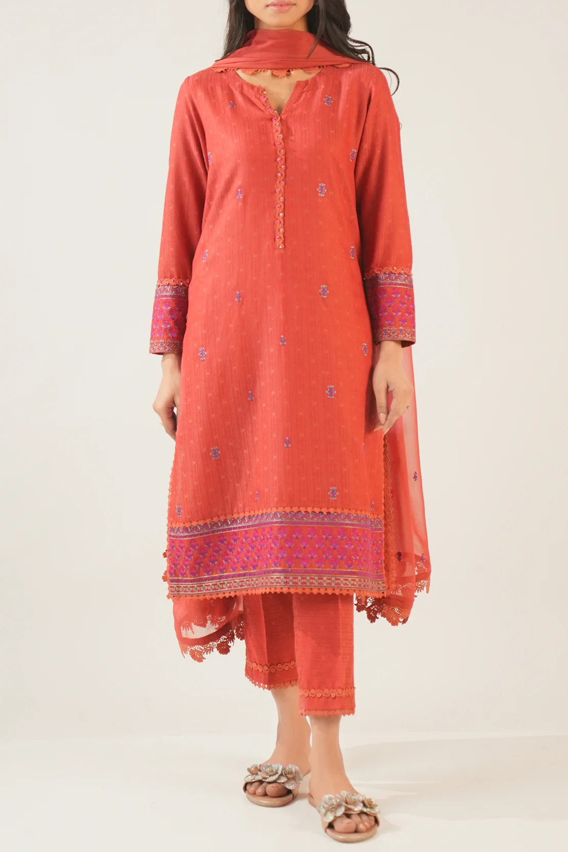 Unstitched Embroidered Self Jacquard 3 Piece - Image 2