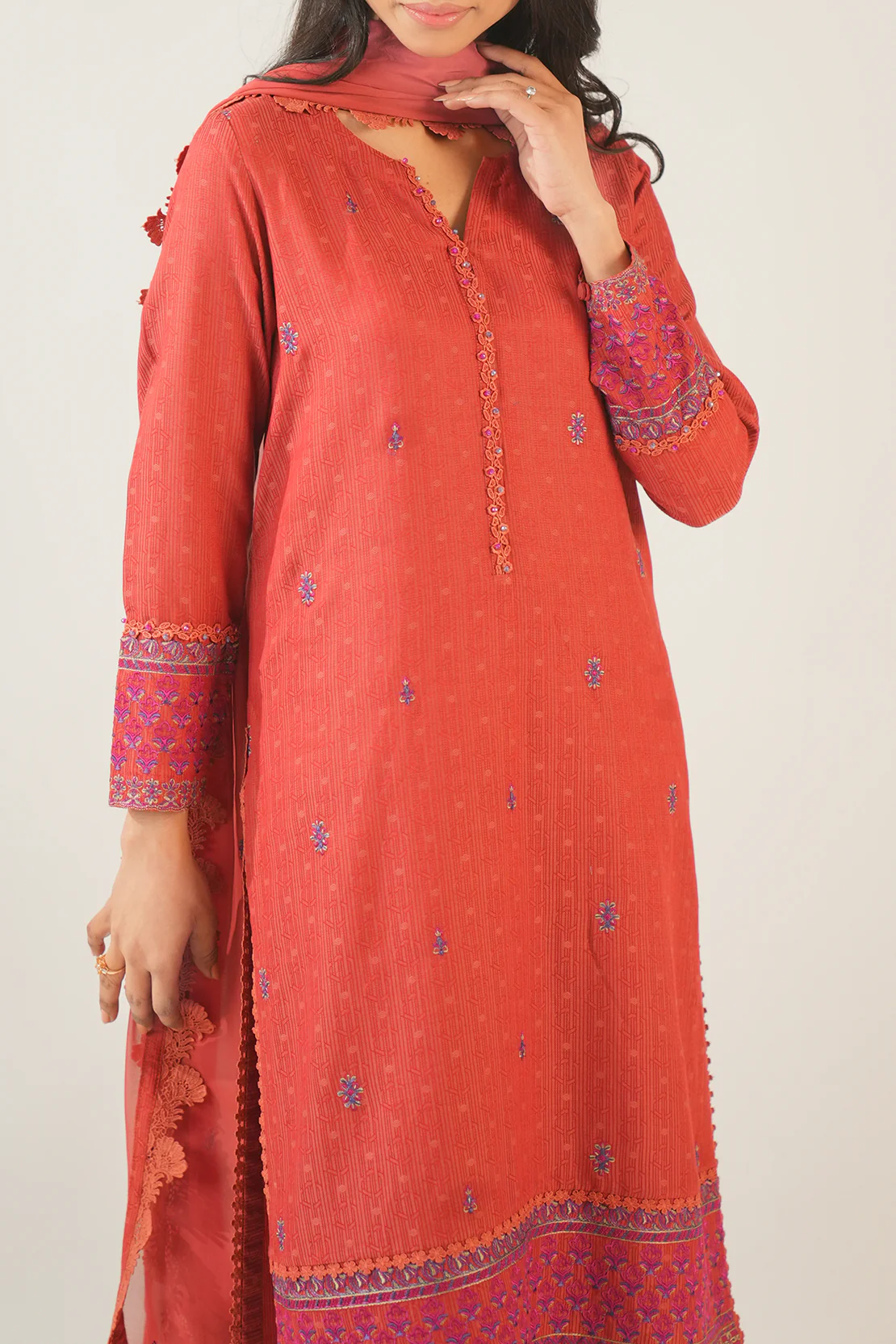 Unstitched Embroidered Self Jacquard 3 Piece - Image 3