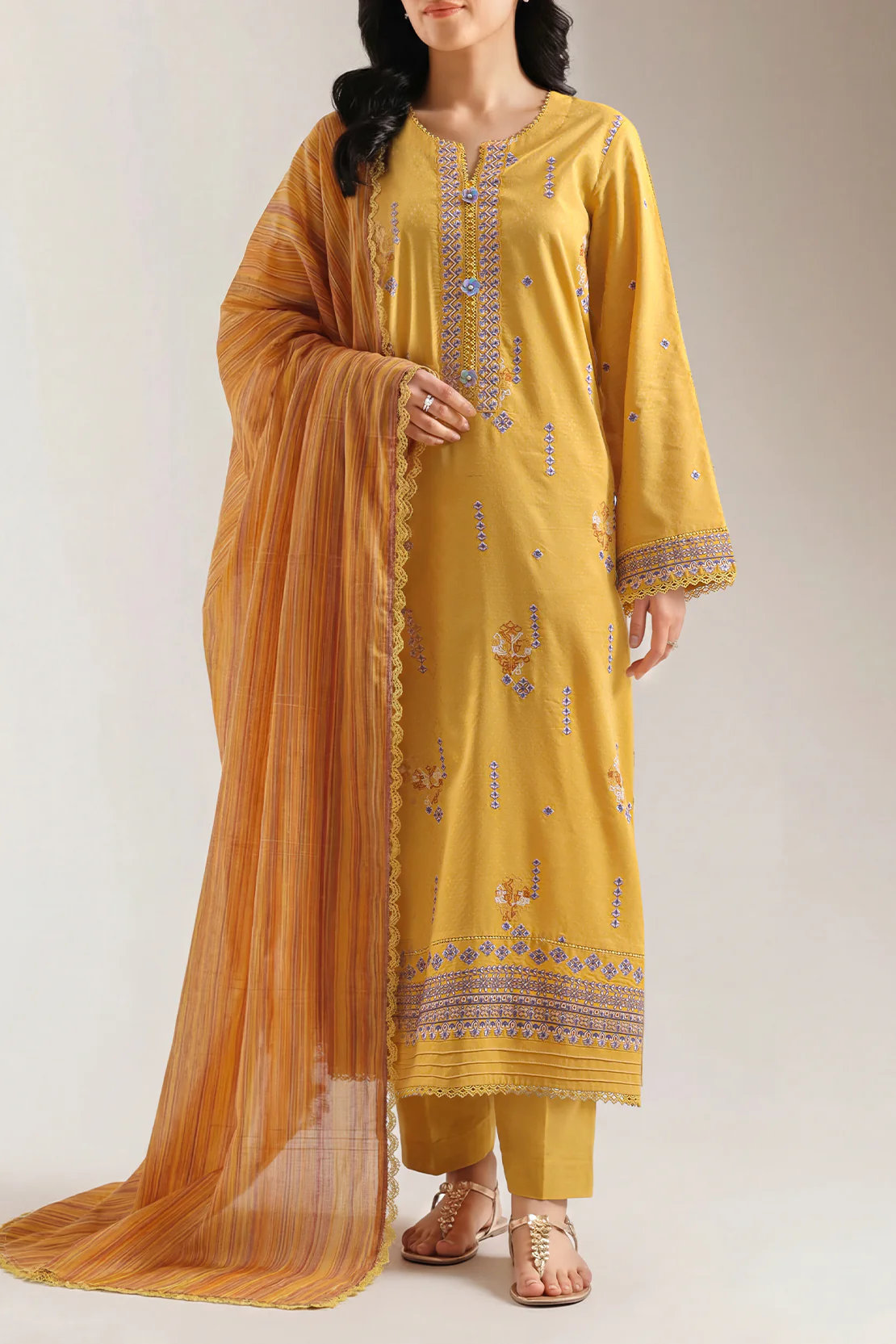 Unstitched Embroidered Self Jacquard 3 Piece