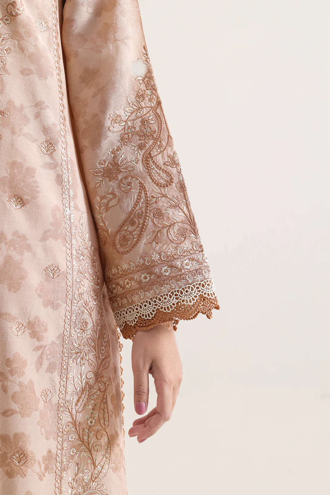 Unstitched Solid Embroidered Self Jacquard 3 Piece - Image 4
