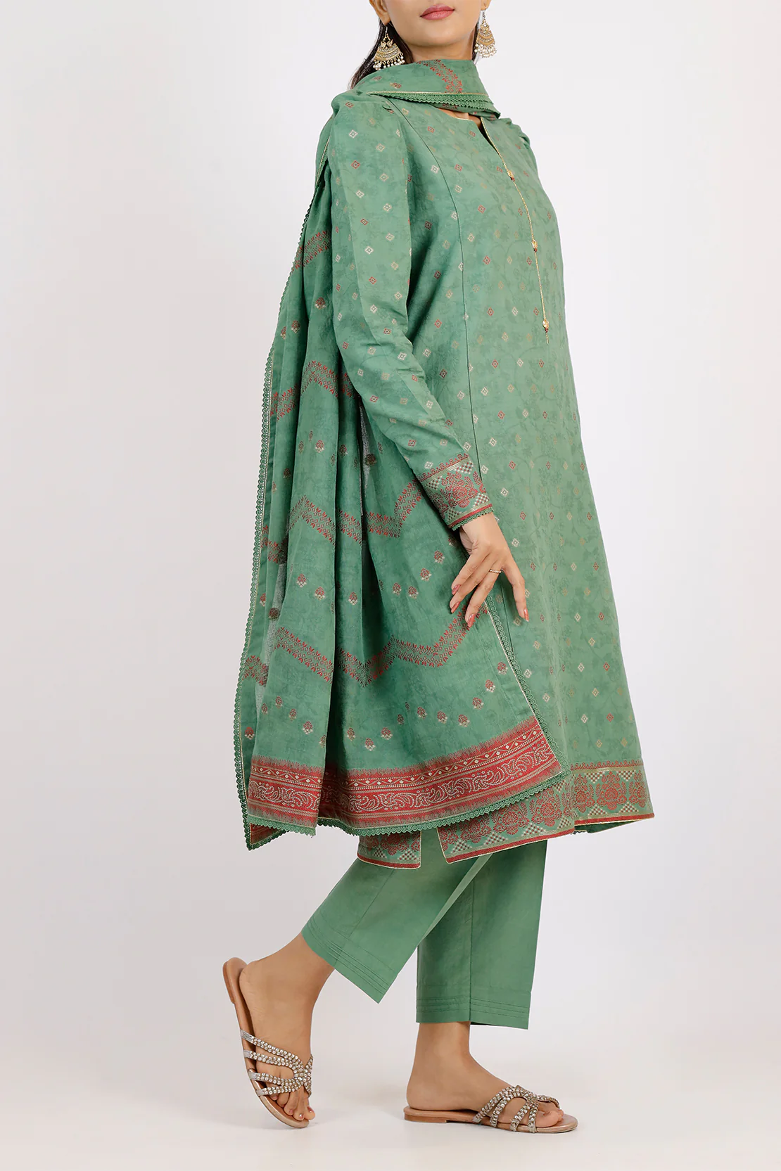 Unstitched Jacquard Cotton 2 Piece (Shirt/Dupatta) - Image 2