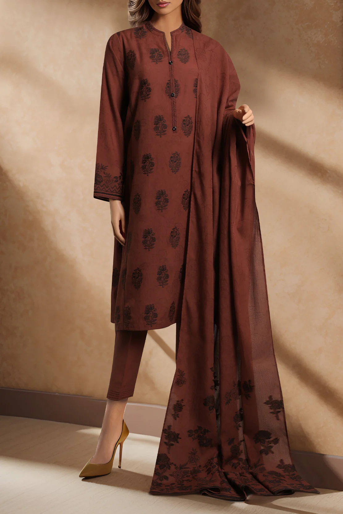 Unstitched Jacquard Cotton 2 Piece (Shirt/Trouser)